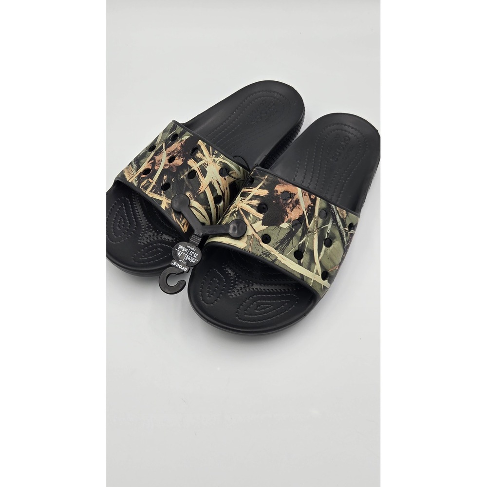 Crocs Classic Realtree Slide Black Camo Sandals Mens 6 Womens 8 206521-001